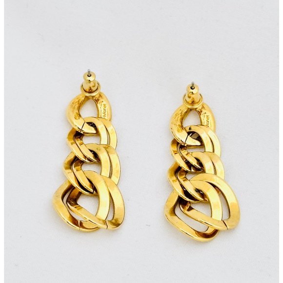 Vintage Monet Classic Double Chain Link Post Earrings - Picture 5 of 6